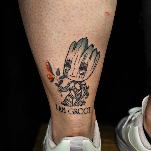 Mraz Pineapple Groot tattoo