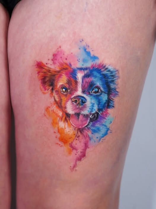 Freya Pineapple abstract color dog tattoo