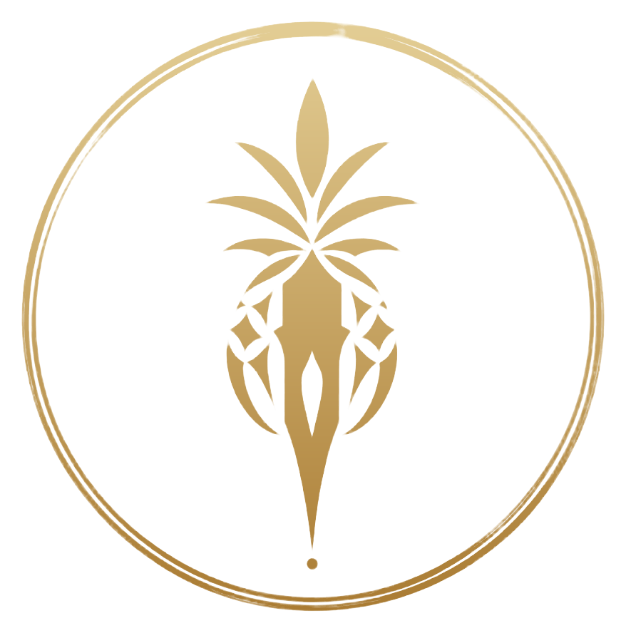 Pineapple tattoo logo circle - GOLD